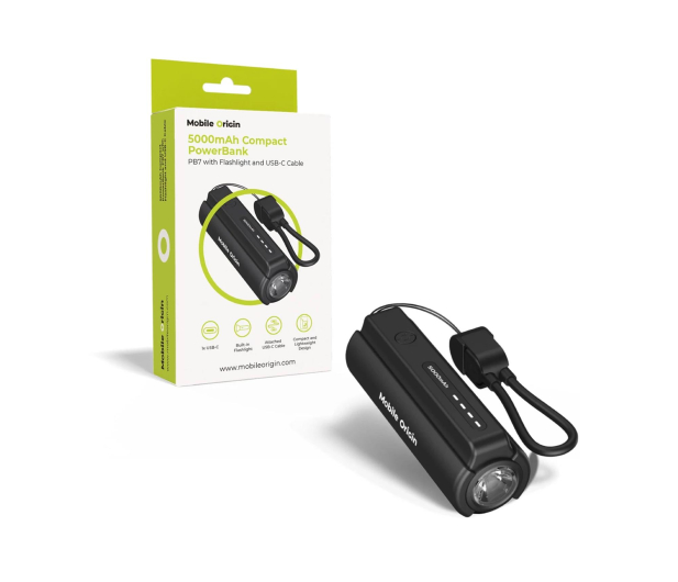 Mobile Origin Compact PowerBank PB7 with Flashlight and USB-C Cable 5000mA - 1456660 - zdjęcie